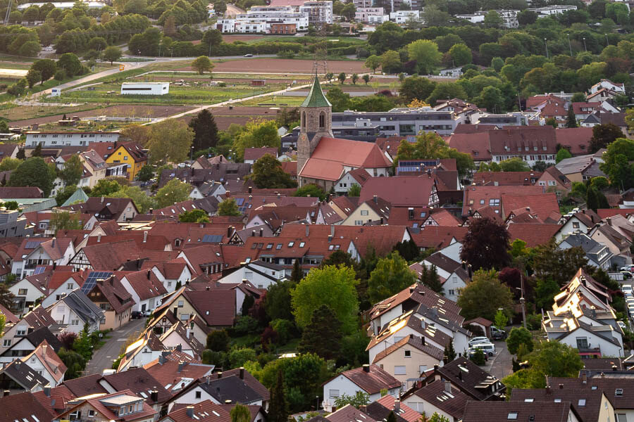 Blick auf Weinstadt Beutelsbach und den Mitmachpark